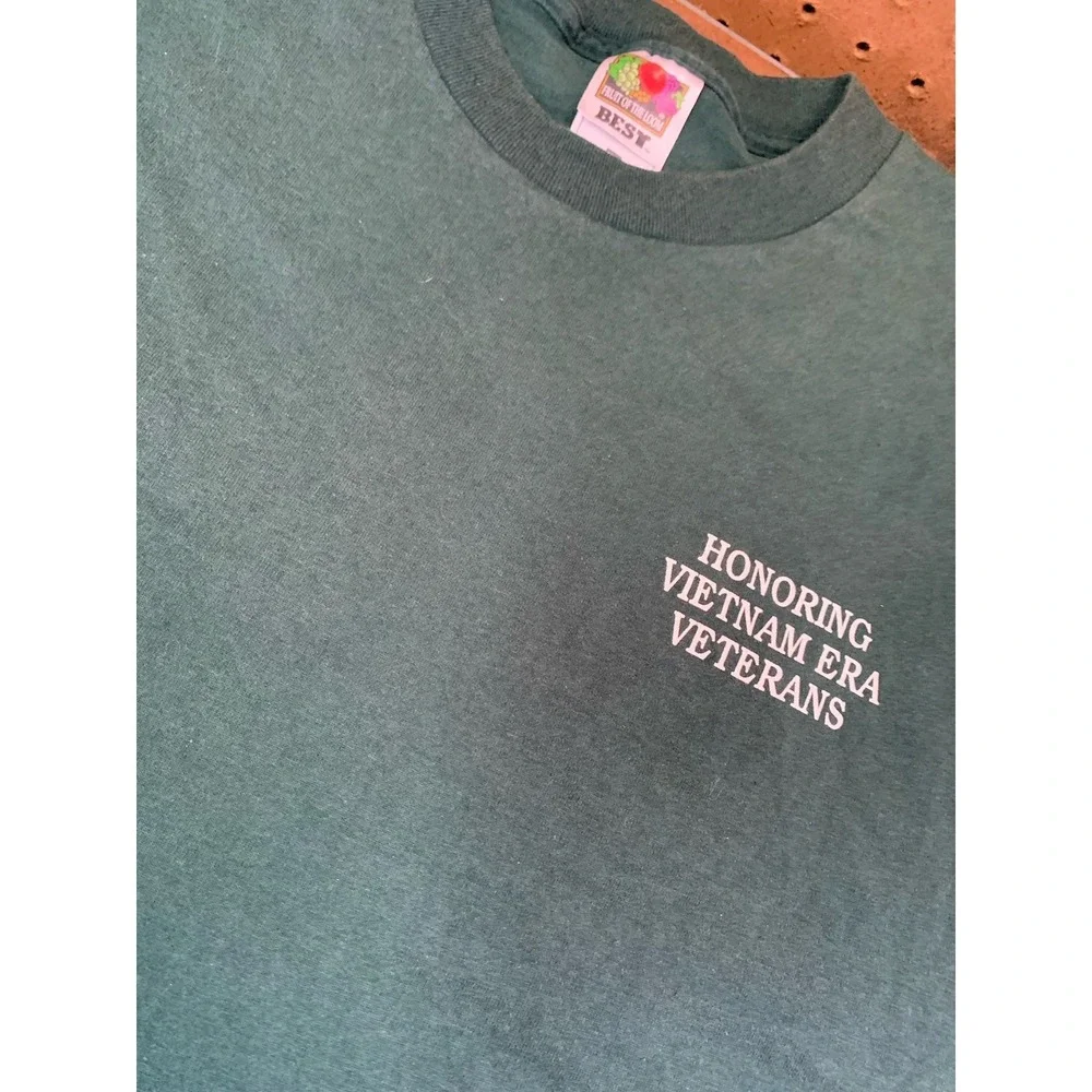Mens‎ XXL Vintage Honoring Vietnam Veterans Fruit Of The Loom Green Tshirt 90s